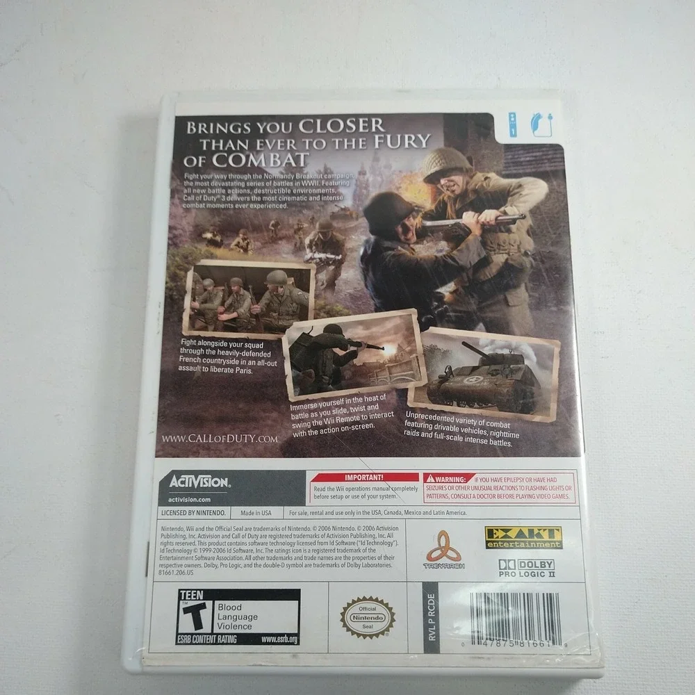 Call of Duty 3 Nintendo Wii 2006 Complete TESTED, WORKS,SUPER CLEAN!!**FAST SHIP
